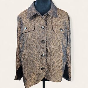 COLDWATER CREEK | Beautiful Copper Metallic Quilted Tan Jacket w/ Pockets | L